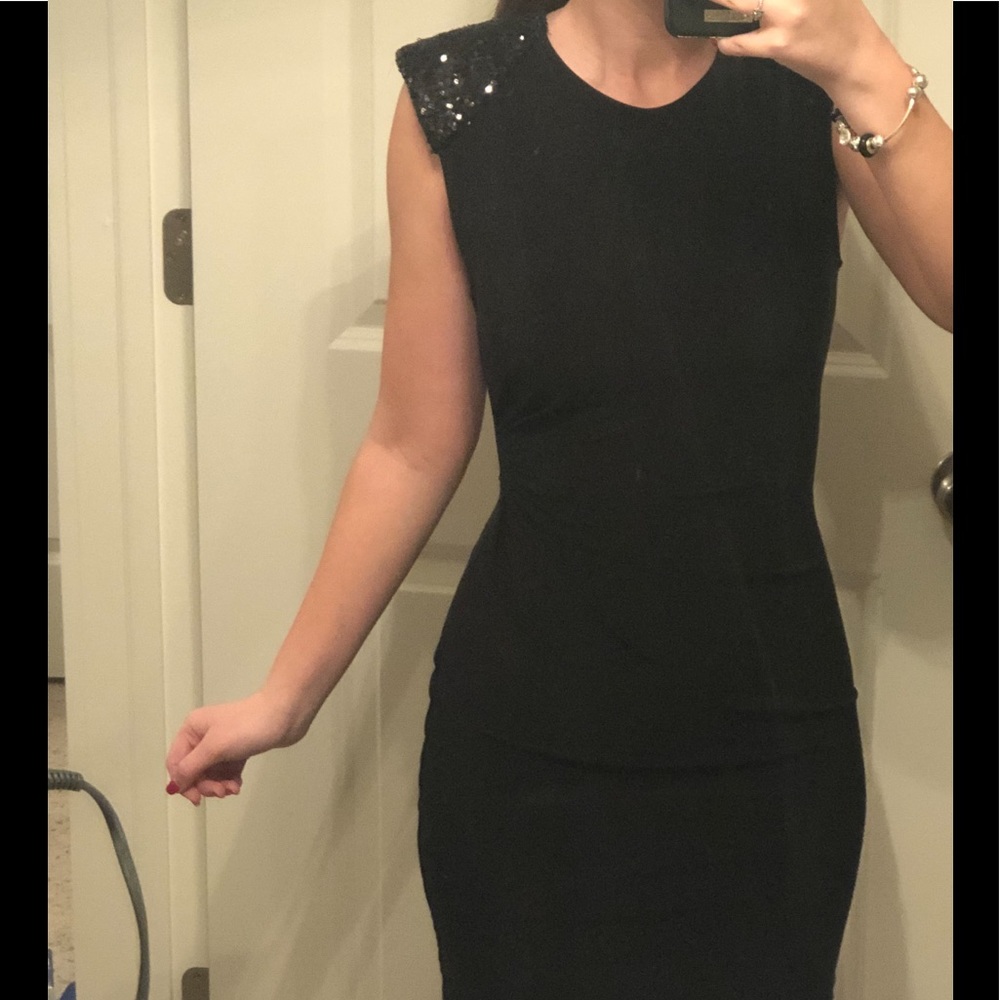 B darlin little black dress spandex and polyester
